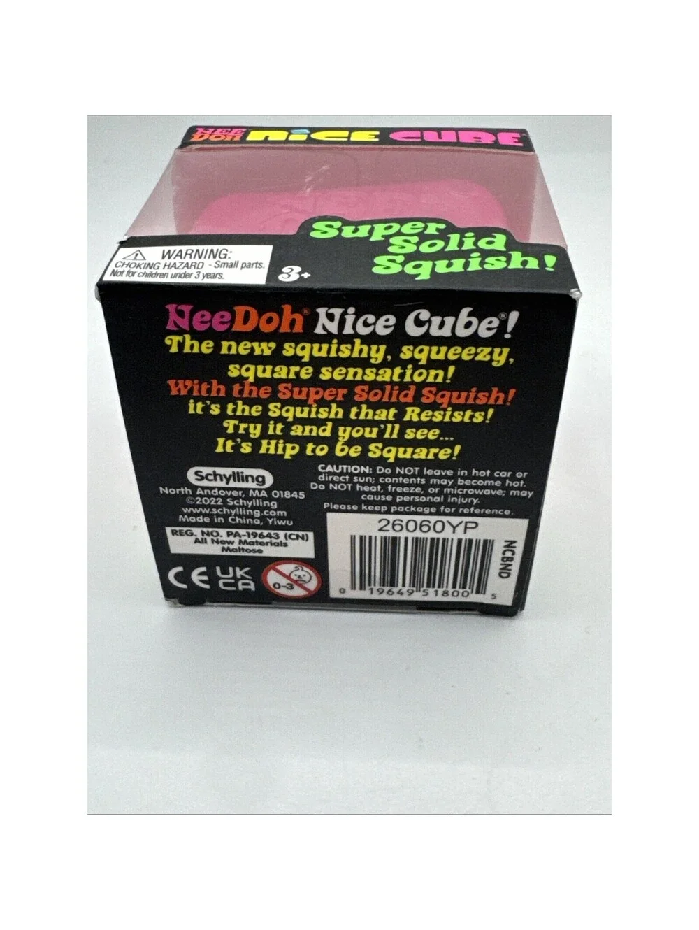 Schylling NeeDoh Nice Cube Pink Super Solid Squish Fidget Stress Toy 26060YP NEW